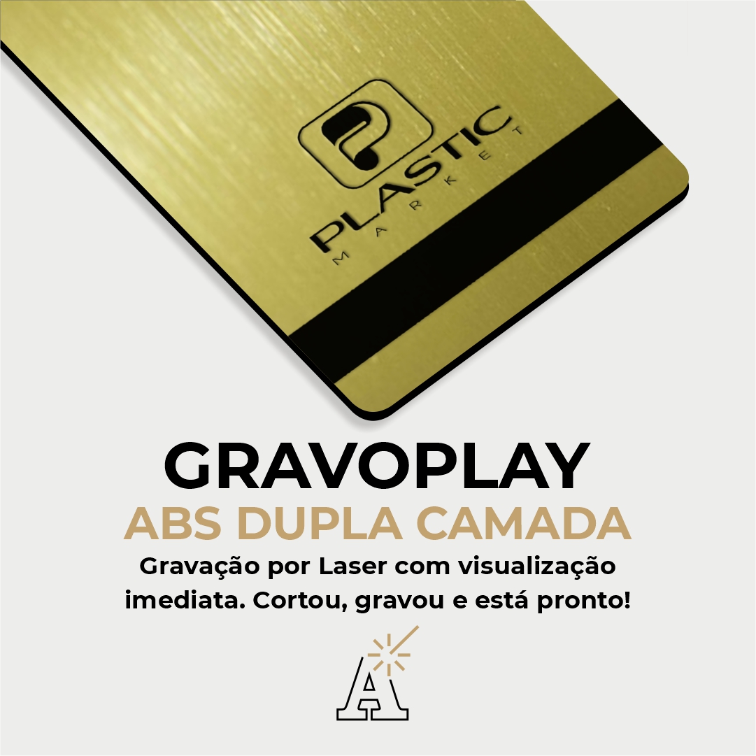 Gravoplay PREMIUM ABS Dupla Camada Aço Escovado Dourado/Preto - 610x600x1.5mm