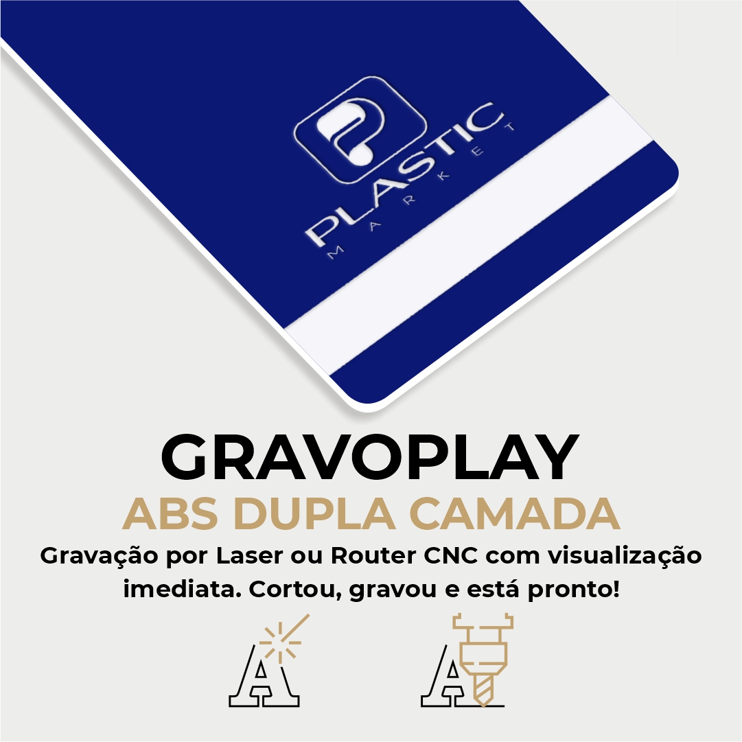 Gravoplay ABS Dupla Camada Azul/Branco - 610x600x1.5mm