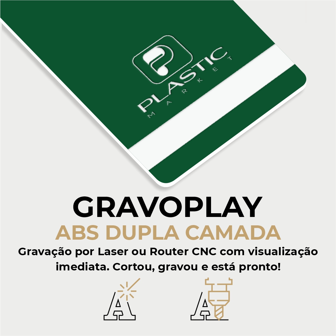 Gravoplay ABS Dupla Camada Verde/Branco - 610x600x1.5mm