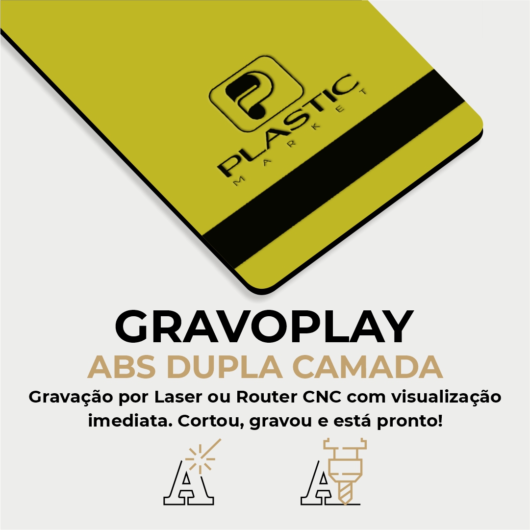 Gravoplay ABS Dupla Camada Amarelo/Preto - 610x600x1.5mm