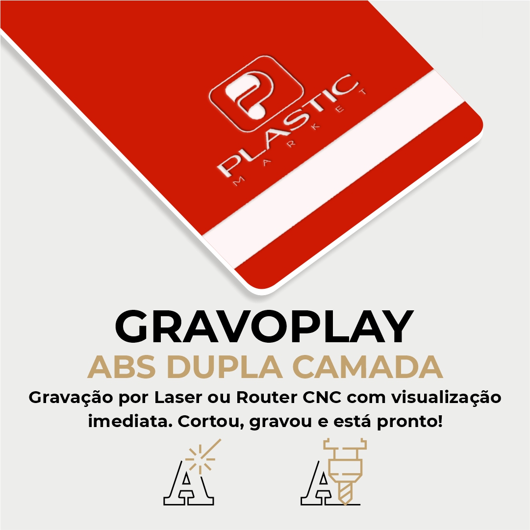 Gravoplay ABS Dupla Camada Vermelho/Branco - 610x600x1.5mm