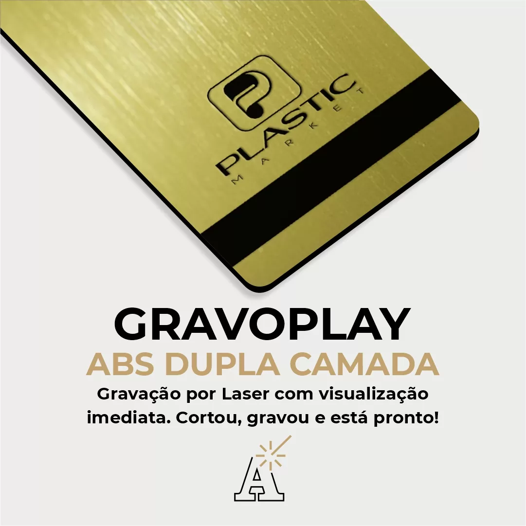 Gravoplay PREMIUM ABS Dupla Camada Aço Escovado Dourado/Preto - 610x1220x1.5mm