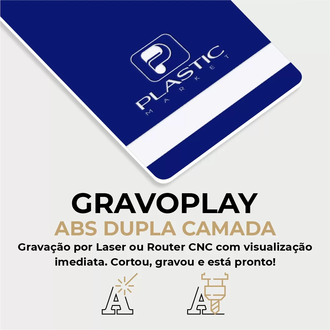 Gravoplay ABS Dupla Camada Azul/Branco - 610x1220x1.5mm