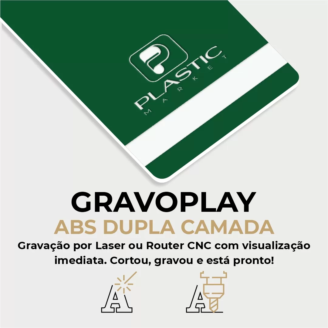Gravoplay ABS Dupla Camada Verde/Branco - 610x600x1.5mm
