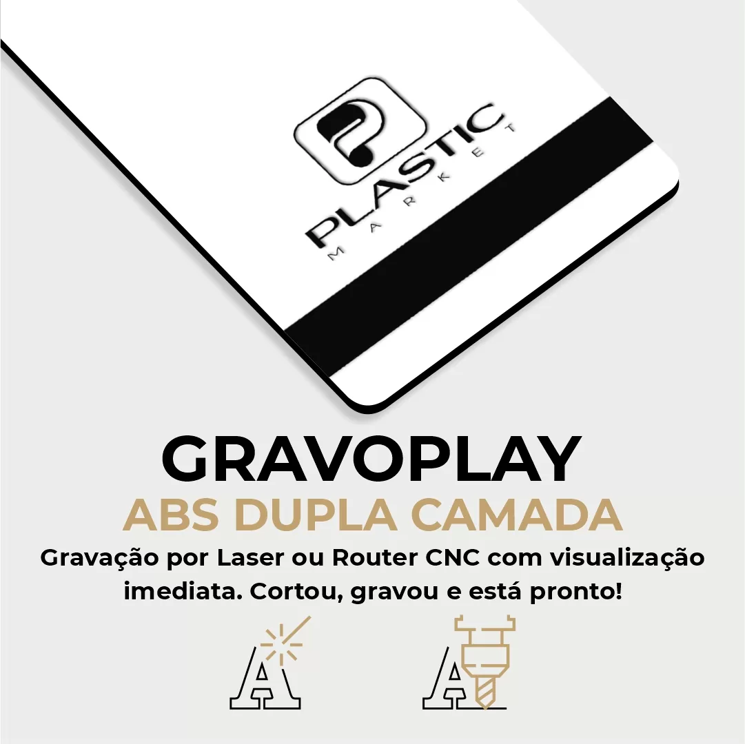 Gravoplay ABS Dupla Camada Branco/Preto - 610x1220x1.5mm